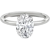 Oval lab grown diamond solitaire engagement ring  set in 14 karat white gold. 