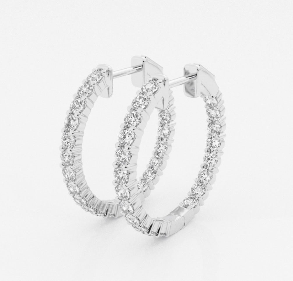 Lab Diamond Oval Medium Hoops