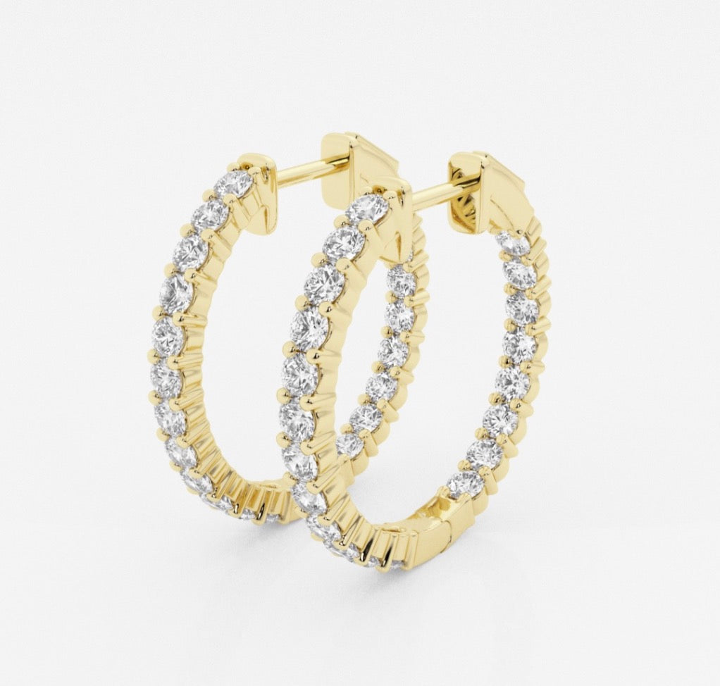 Round Lab Diamond Medium Hoops