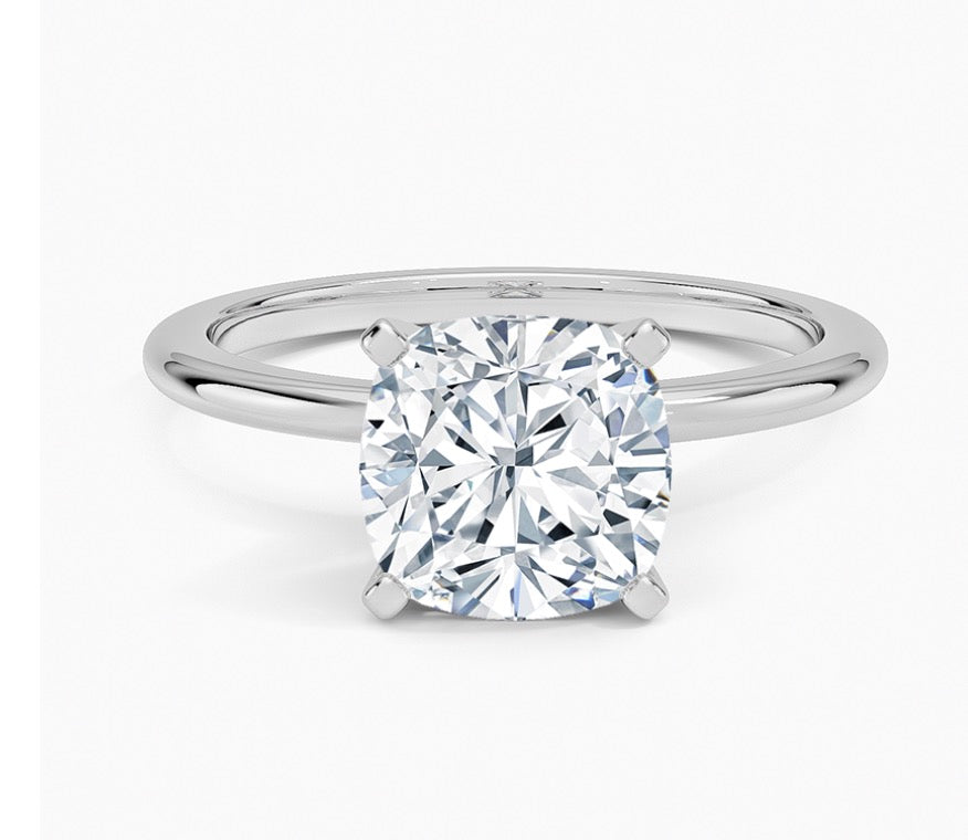 Solitaire Cushion Lab Diamond Ring