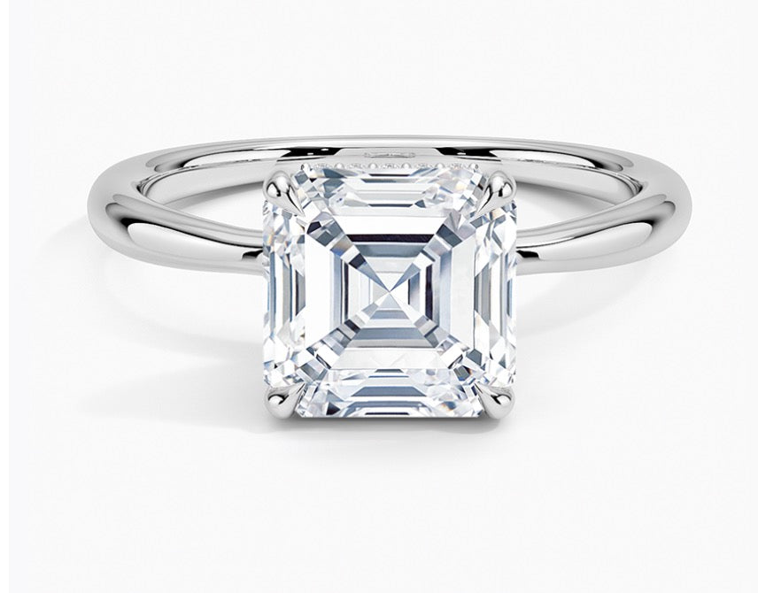 Solitaire Asscher Lab Diamond Ring