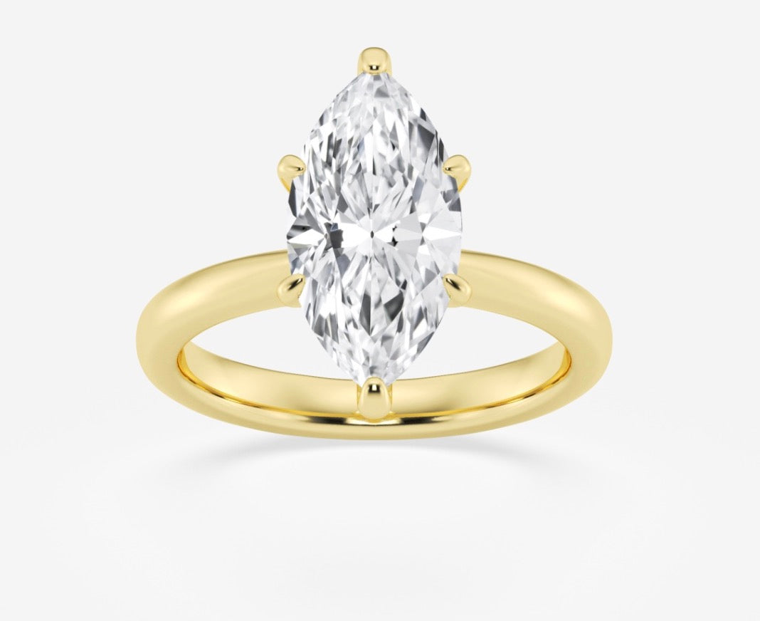 Solitaire Marquise Lab Diamond Ring