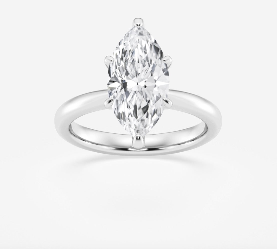 Solitaire Marquise Lab Diamond Ring